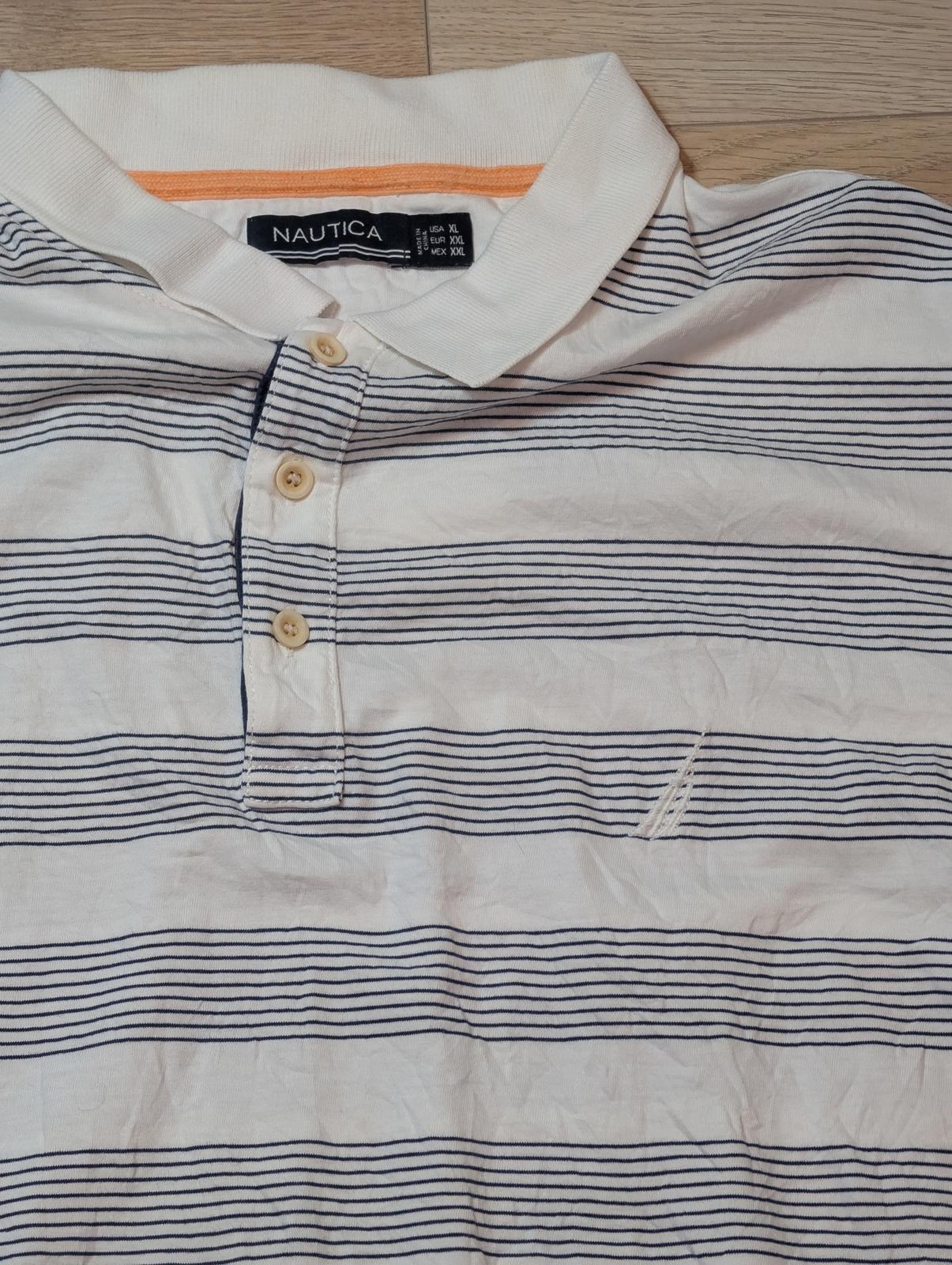 Nautica Men's Striped Polo T Shirt - White - Size XXL