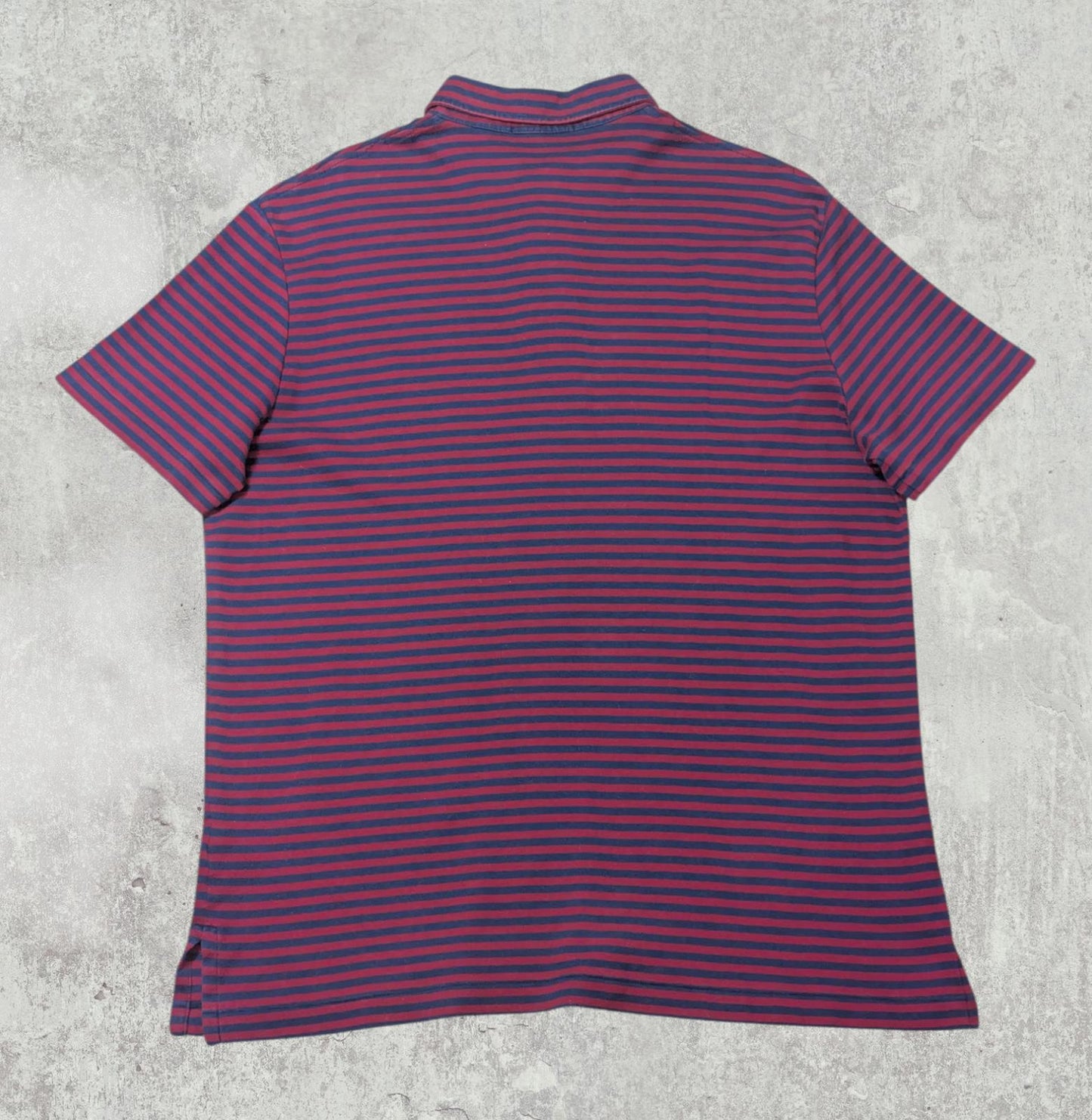 Ralph Lauren Men's Striped Polo T Shirt - Burgundy - Size Large