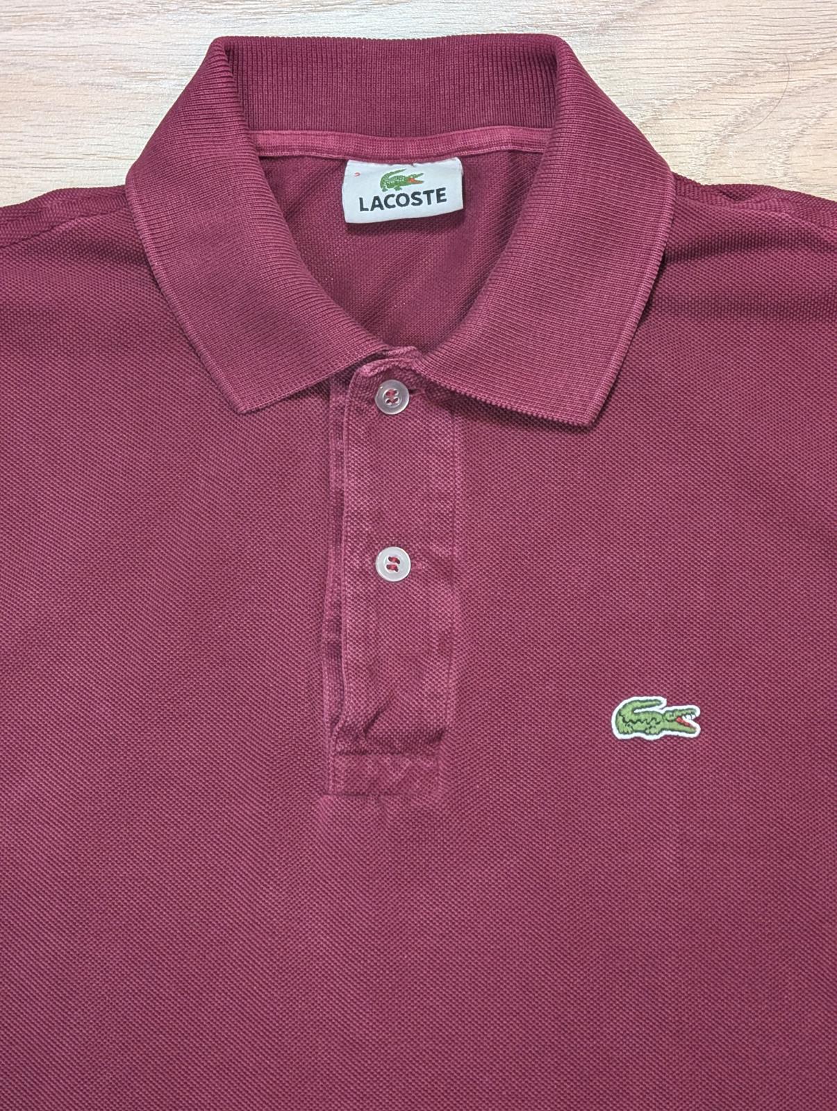 Lacoste Men's Polo T Shirt - Burgundy - Size 3 / Small