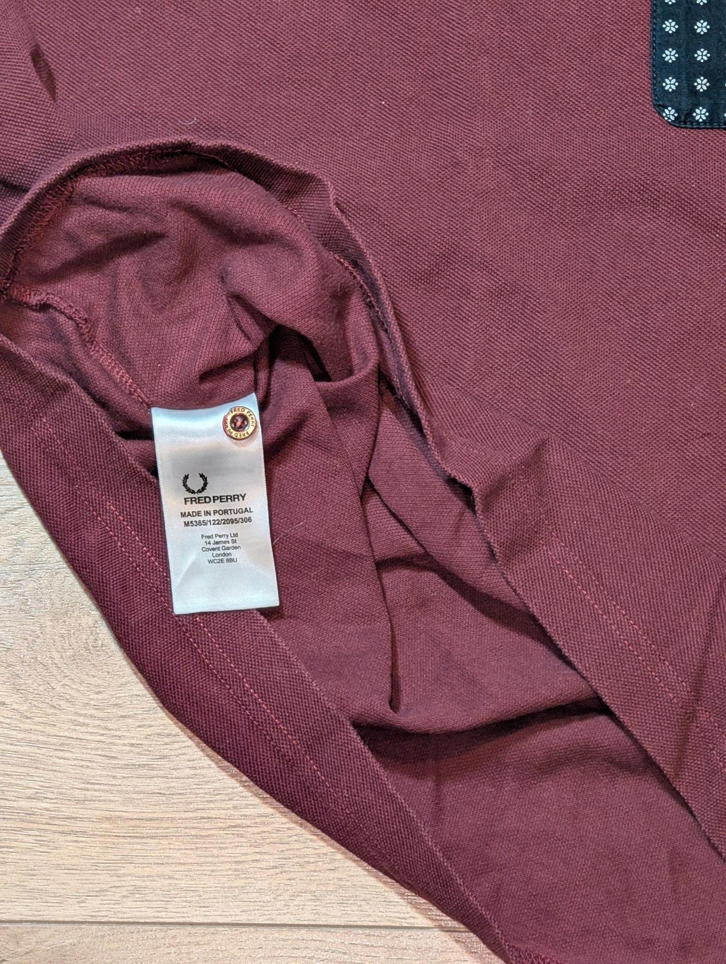 Fred Perry Men's Drakes Long Sleeve Polo T Shirt - Burgundy - Size Medium