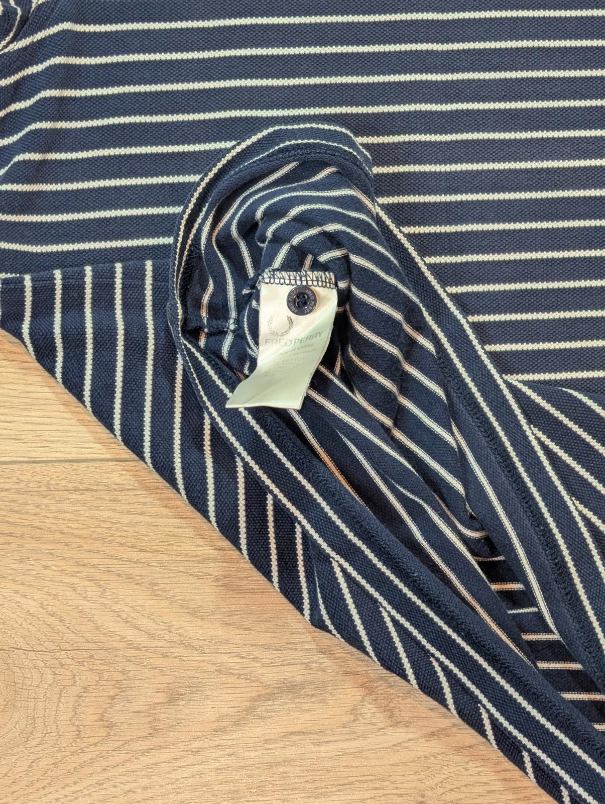 Fred Perry Men's Slim Fit Striped Polo T Shirt - Navy - Size Small