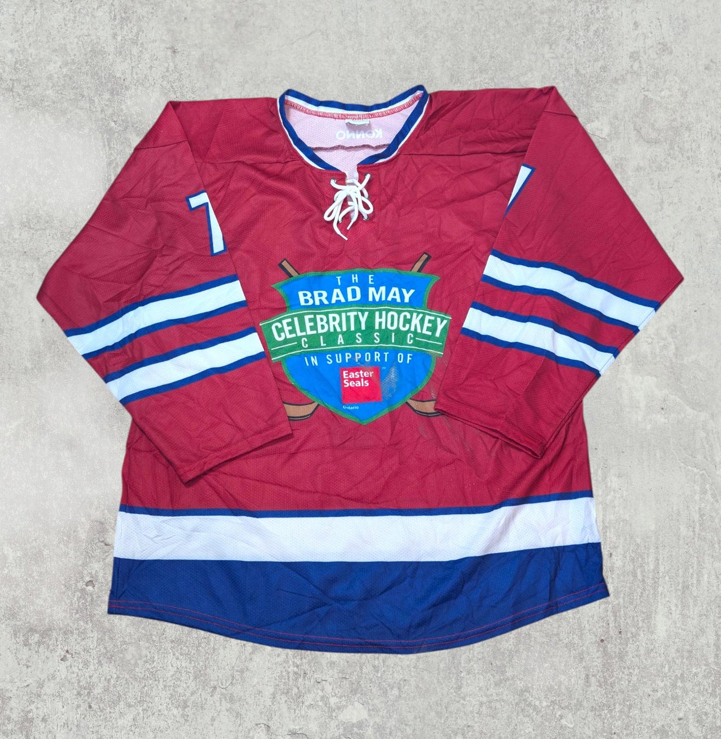 Konno Men's Brad May Celebrity Hockey Jersey - Red - Size XL