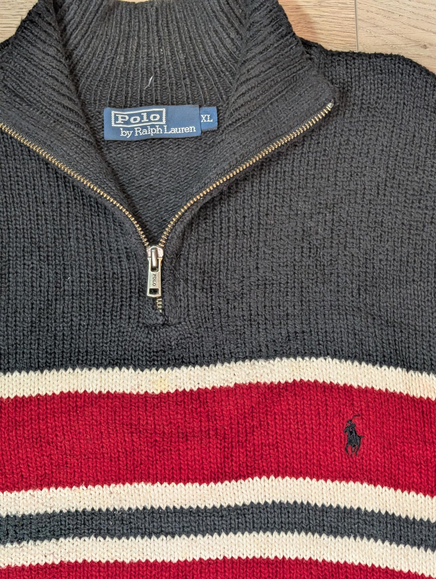 Ralph Lauren Men's Knitted 1/4 Zip Jumper - Black - Size XL