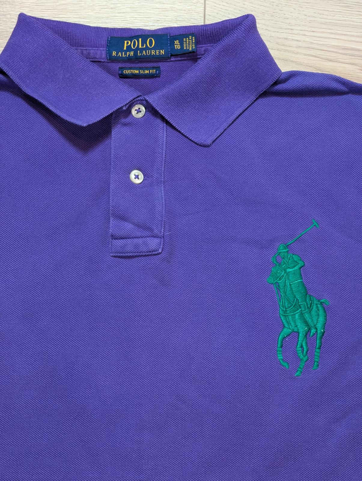 Ralph Lauren Men's Custom Slim Fit Big Pony Polo T Shirt - Purple - Size XL