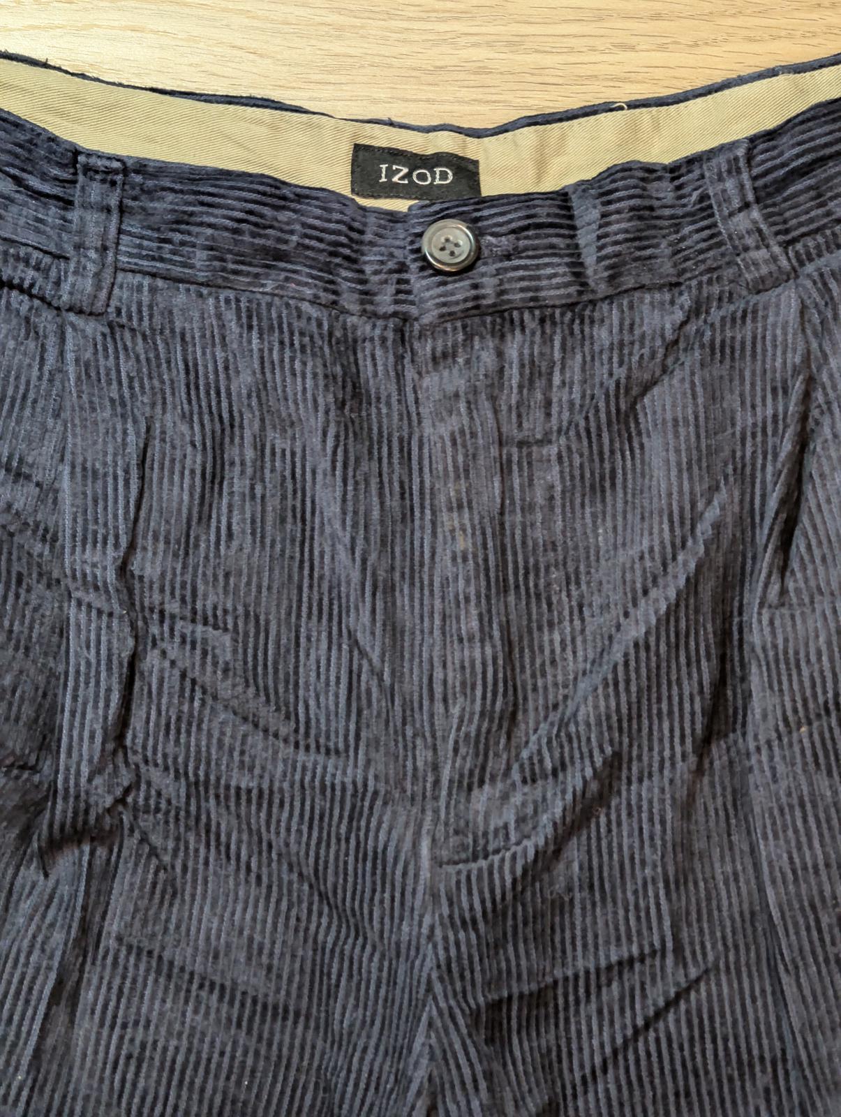 Izod Men's Corduroy Trousers - Navy - Size 34W 30L