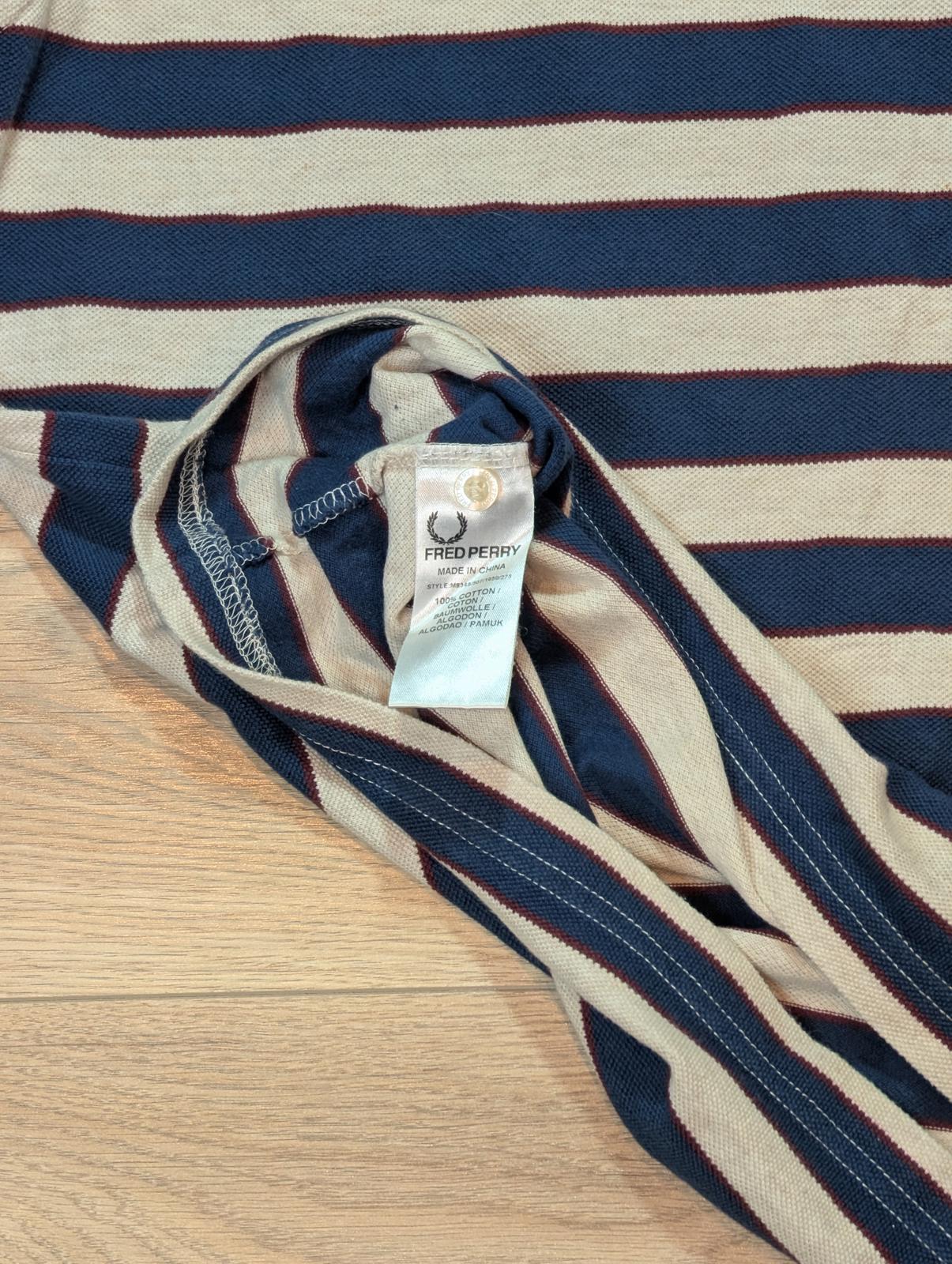 Fred Perry Men's Striped Polo T Shirt - Grey - Size Small