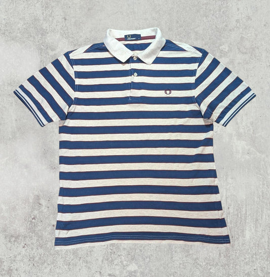 Fred Perry Men's Striped Polo T Shirt - Grey - Size Small