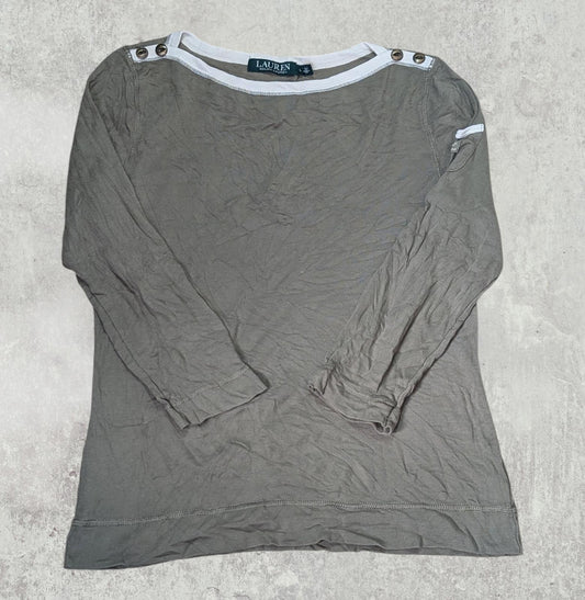 Lauren Ralph Lauren Women's T Shirt - Khaki - Size Large