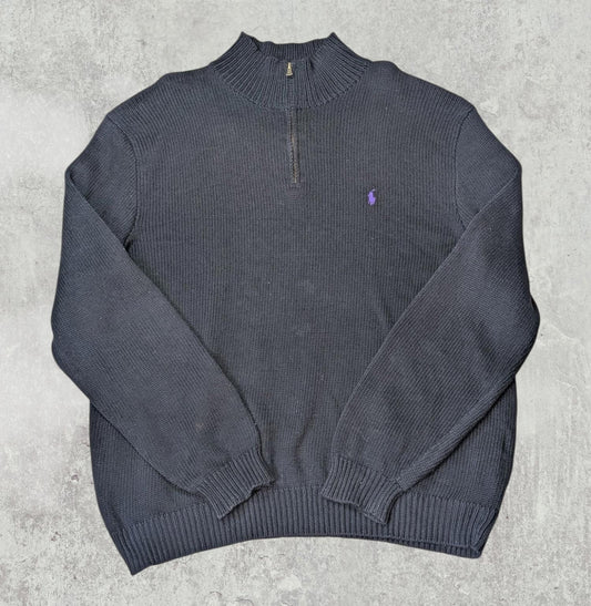 Ralph Lauren Men's 1/4 Zip Jumper - Black - Size Large