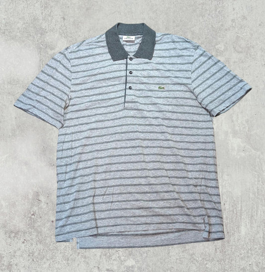 Lacoste Men's Striped Polo T Shirt - Grey - Size 3 / Small