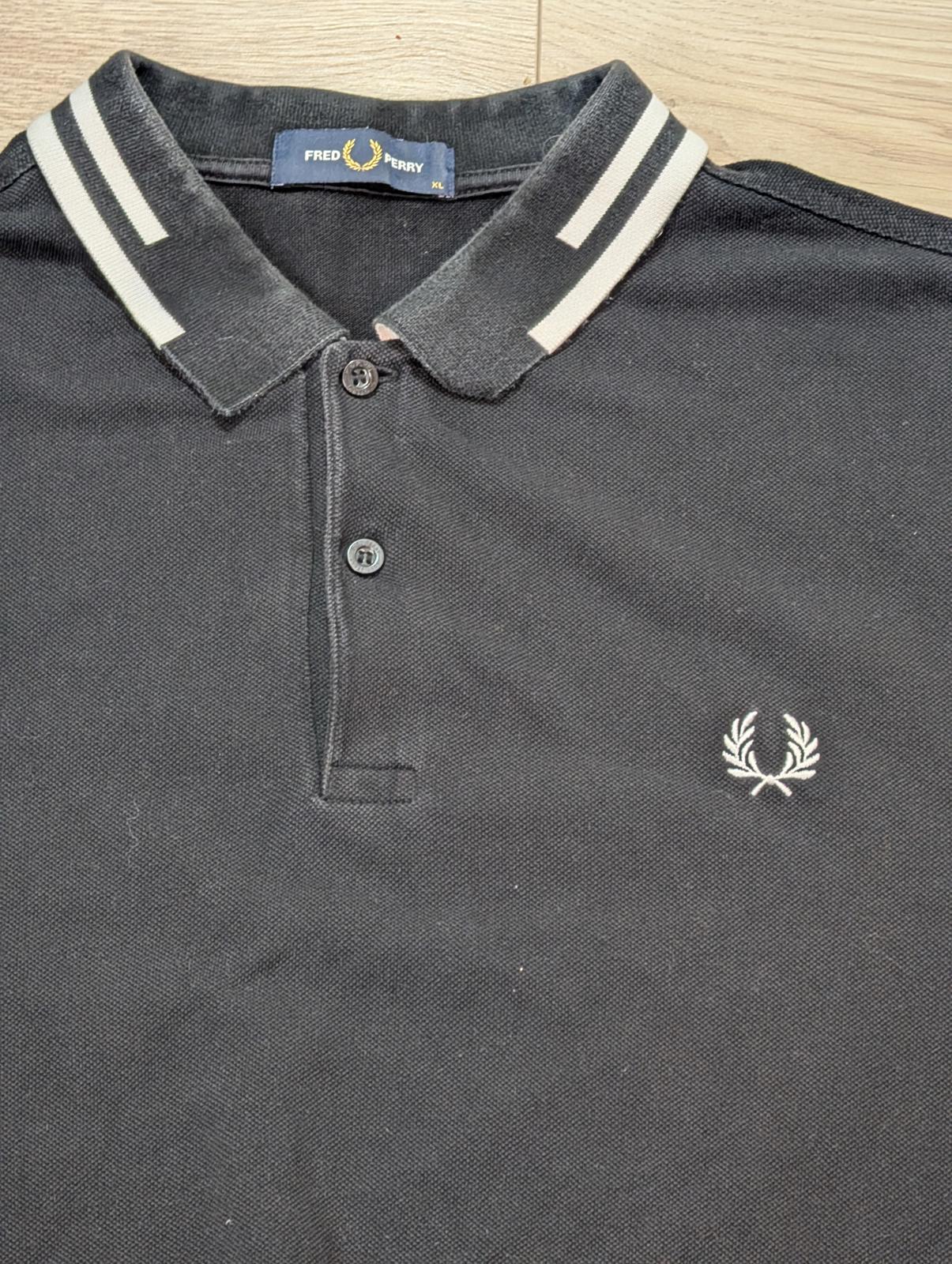 Fred Perry Men's Polo T Shirt - Black - Size XL