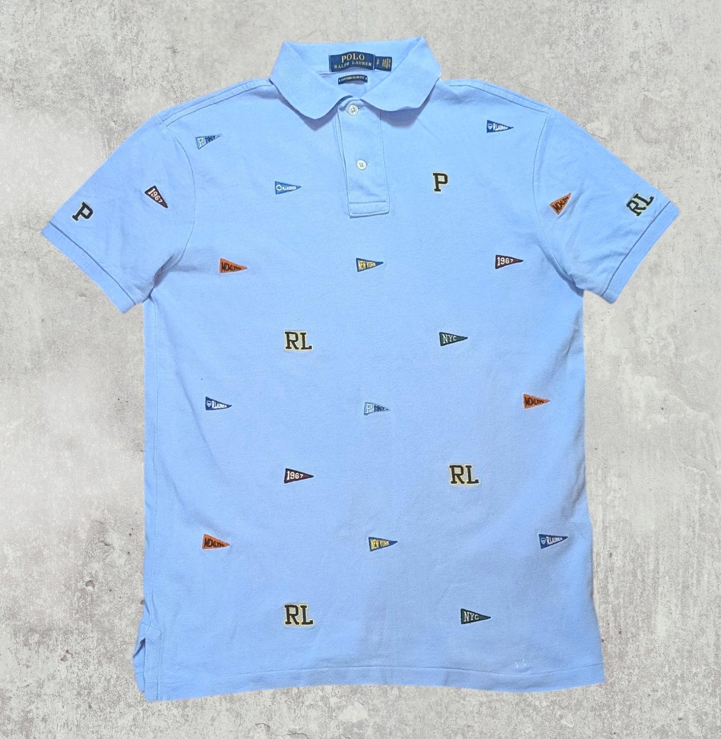 Ralph Lauren Men's Custom Slim Fit Polo T Shirt - Blue - Size Small