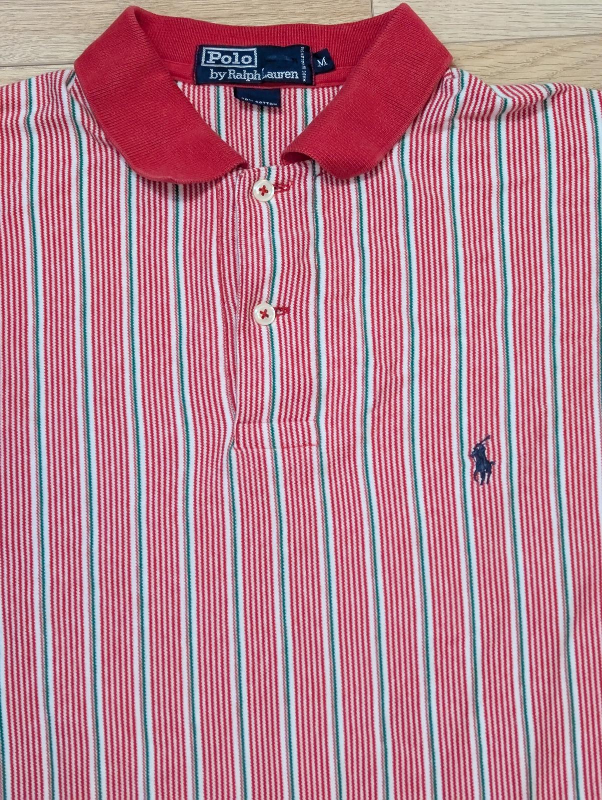 Ralph Lauren Men's Striped Polo T Shirt - Red - Size Medium