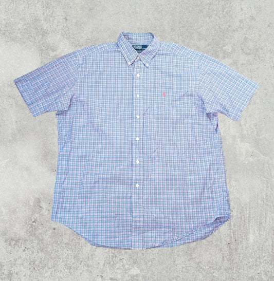 Ralph Lauren Men's Classic Fit Check Shirt - Blue - Size Large