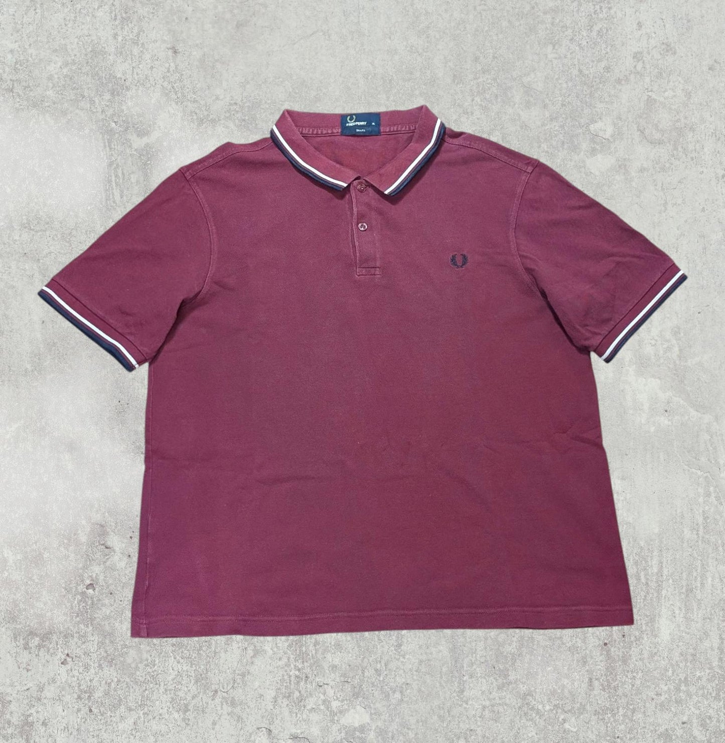 Fred Perry Men's Slim Fit Polo T Shirt - Burgundy - Size XL