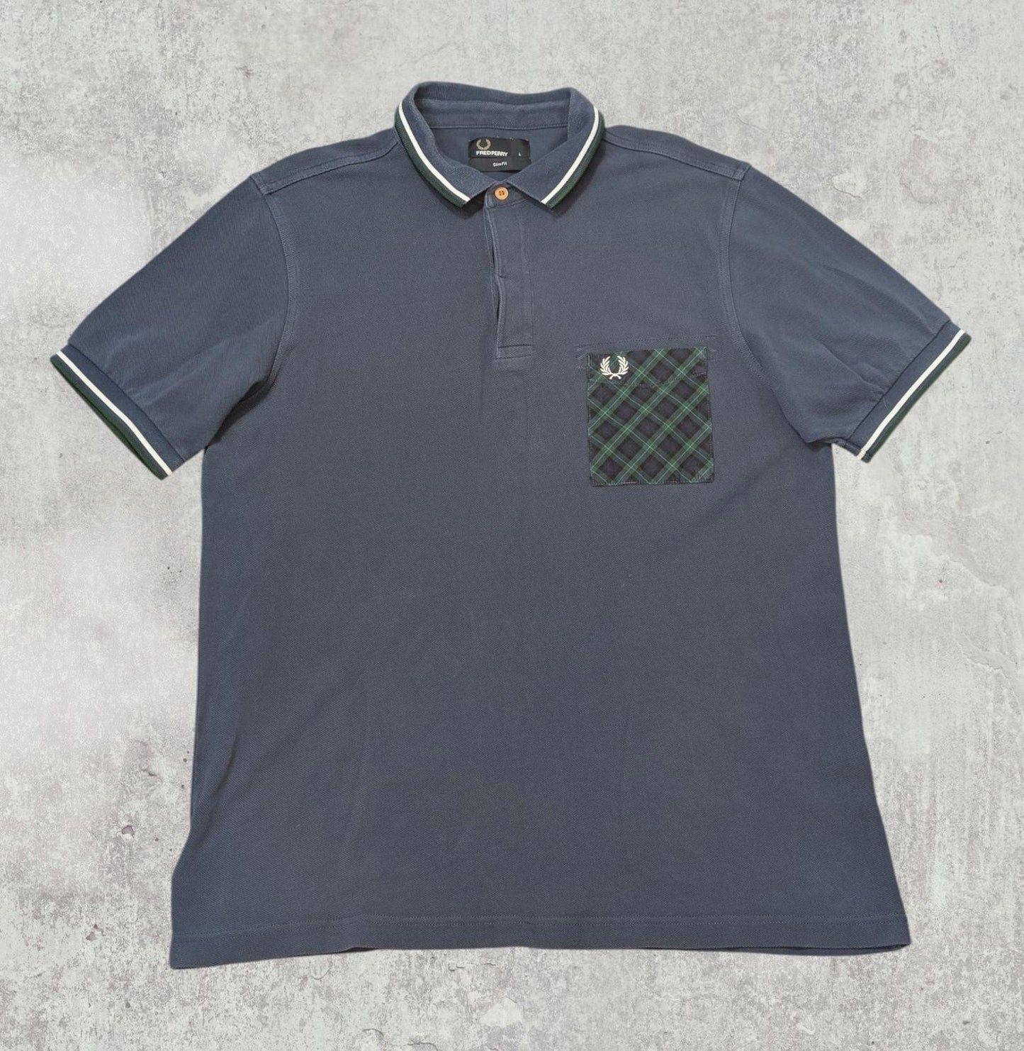 Fred Perry Men's Slim Fit Polo T Shirt - Navy - Size Large