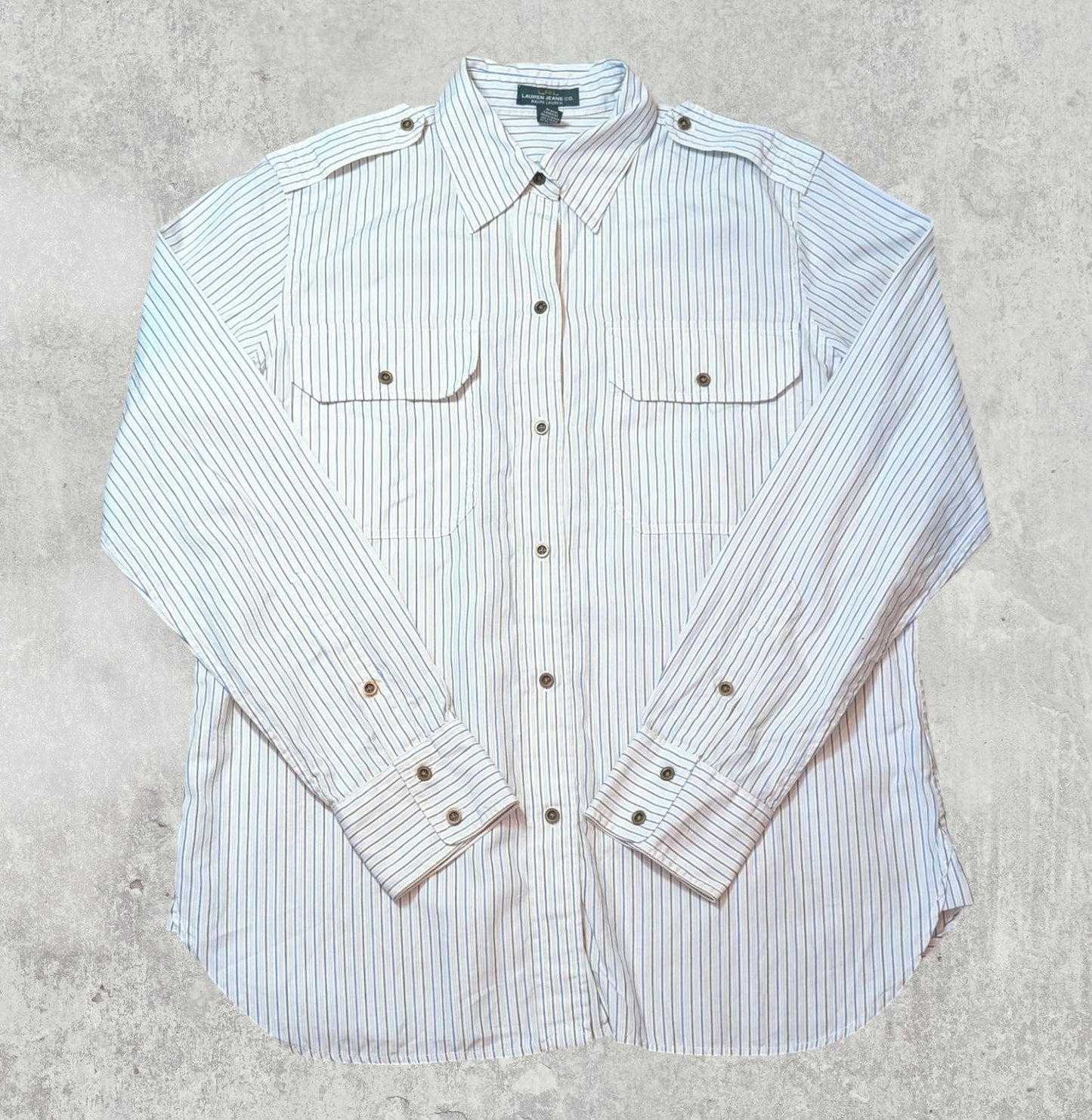 Ralph Lauren Women's Striped Shirt - White - Size Medium