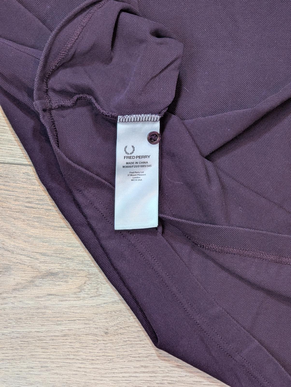 Fred Perry Men's Polo T Shirt - Burgundy - Size Large