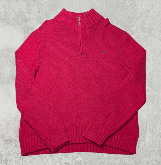 Ralph Lauren Men's 1/4 Zip Jumper - Red - Size XL