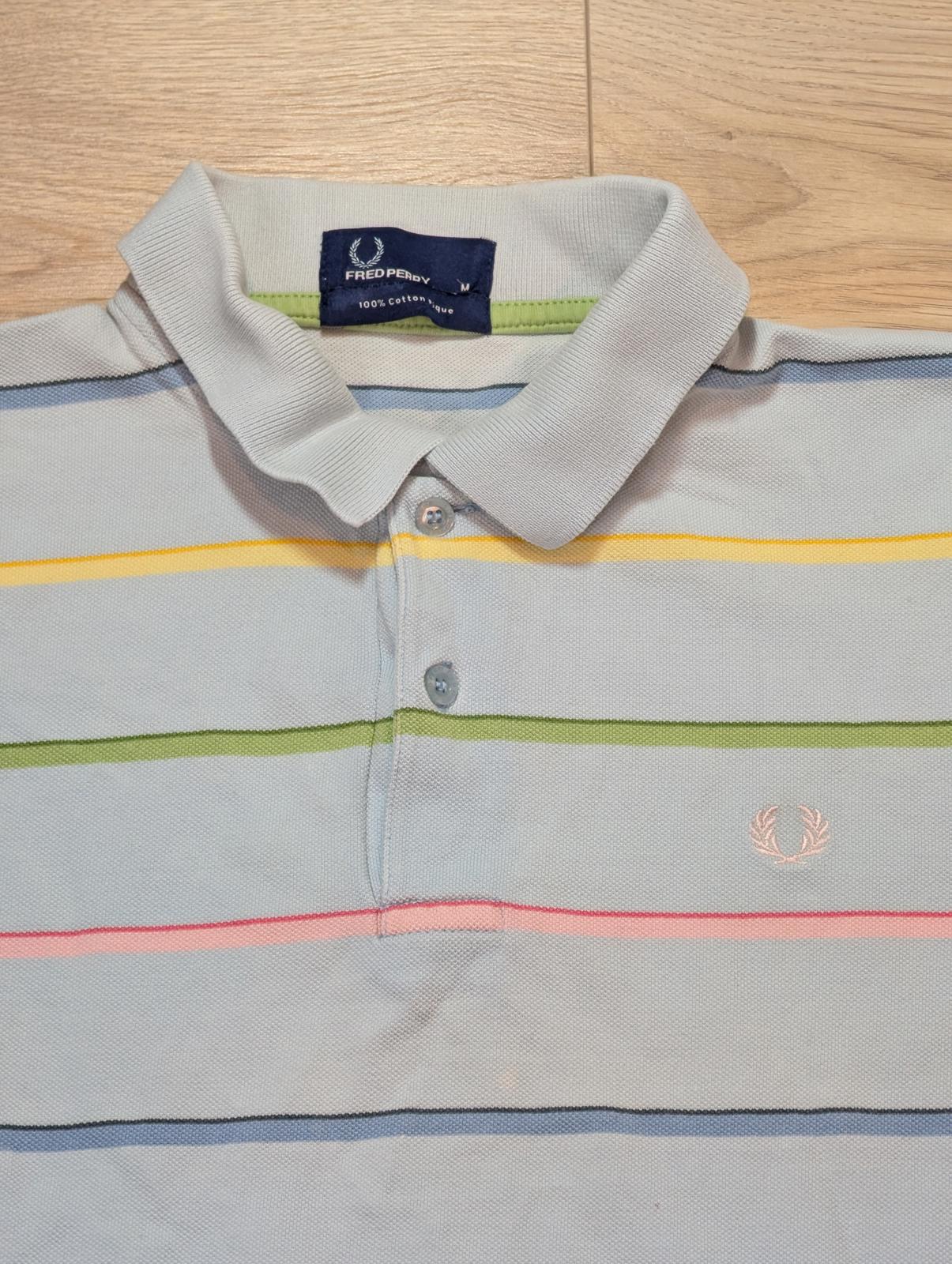 Fred Perry Men's Striped Polo T Shirt - Blue - Size Medium