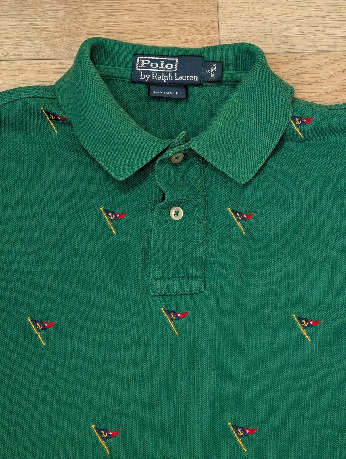 Ralph Lauren Men's Custom Fit Nautica Flag Polo T Shirt - Green - Size Small