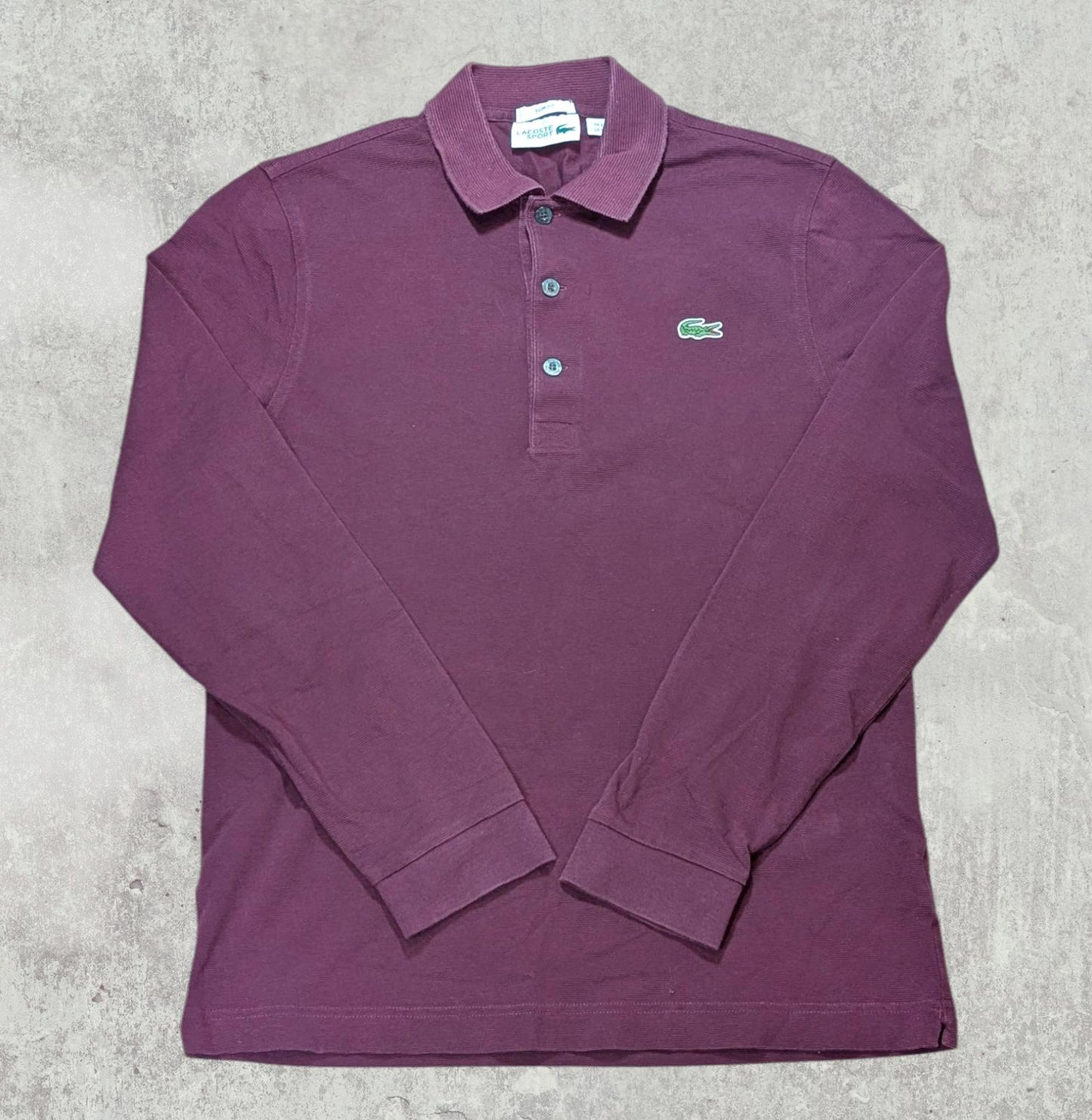 Lacoste Men's Slim Fit Long Sleeved Polo T Shirt - Burgundy - Size 3 / Small