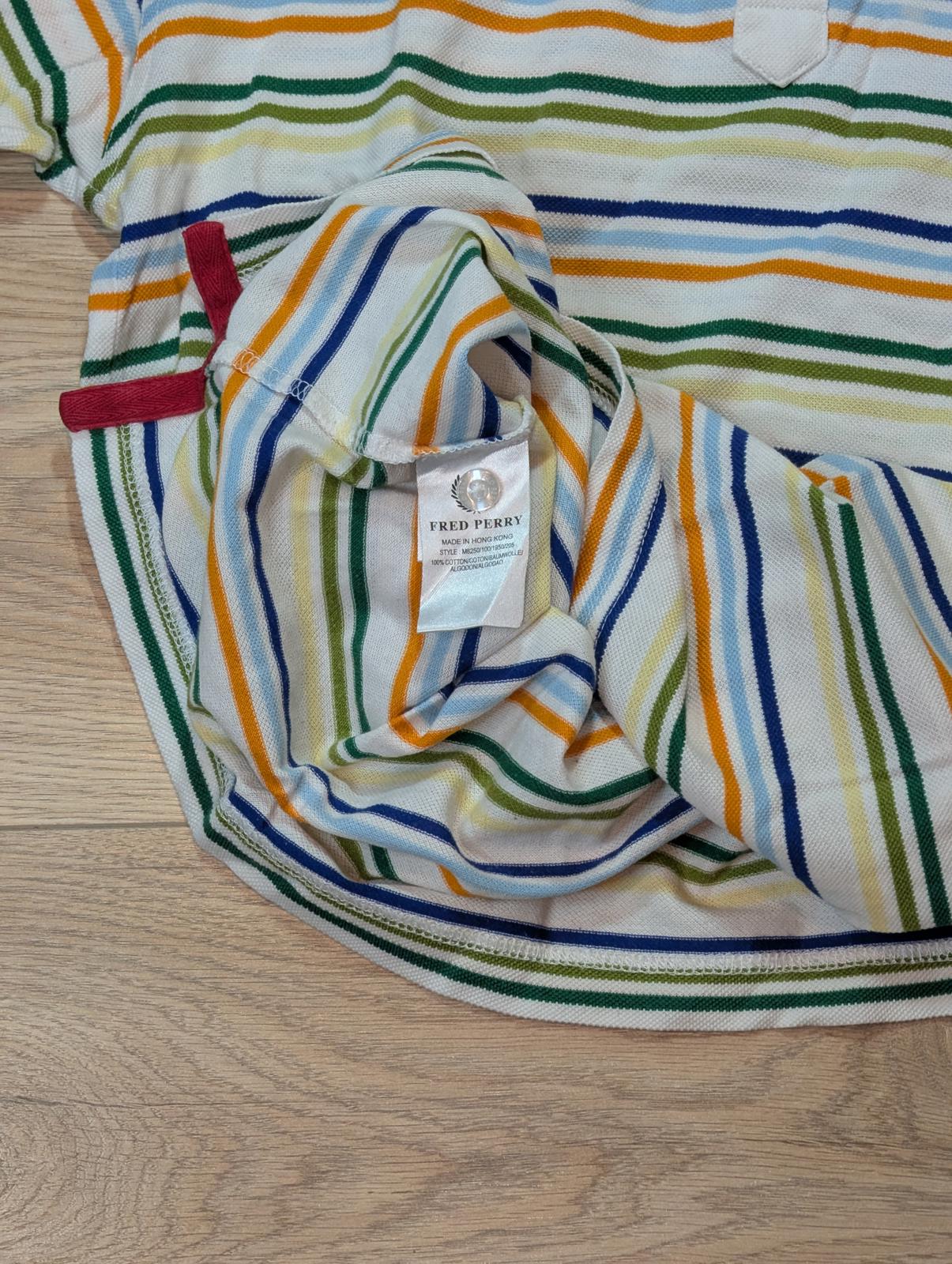 Fred Perry Men's Striped Polo T Shirt - White - Size XS