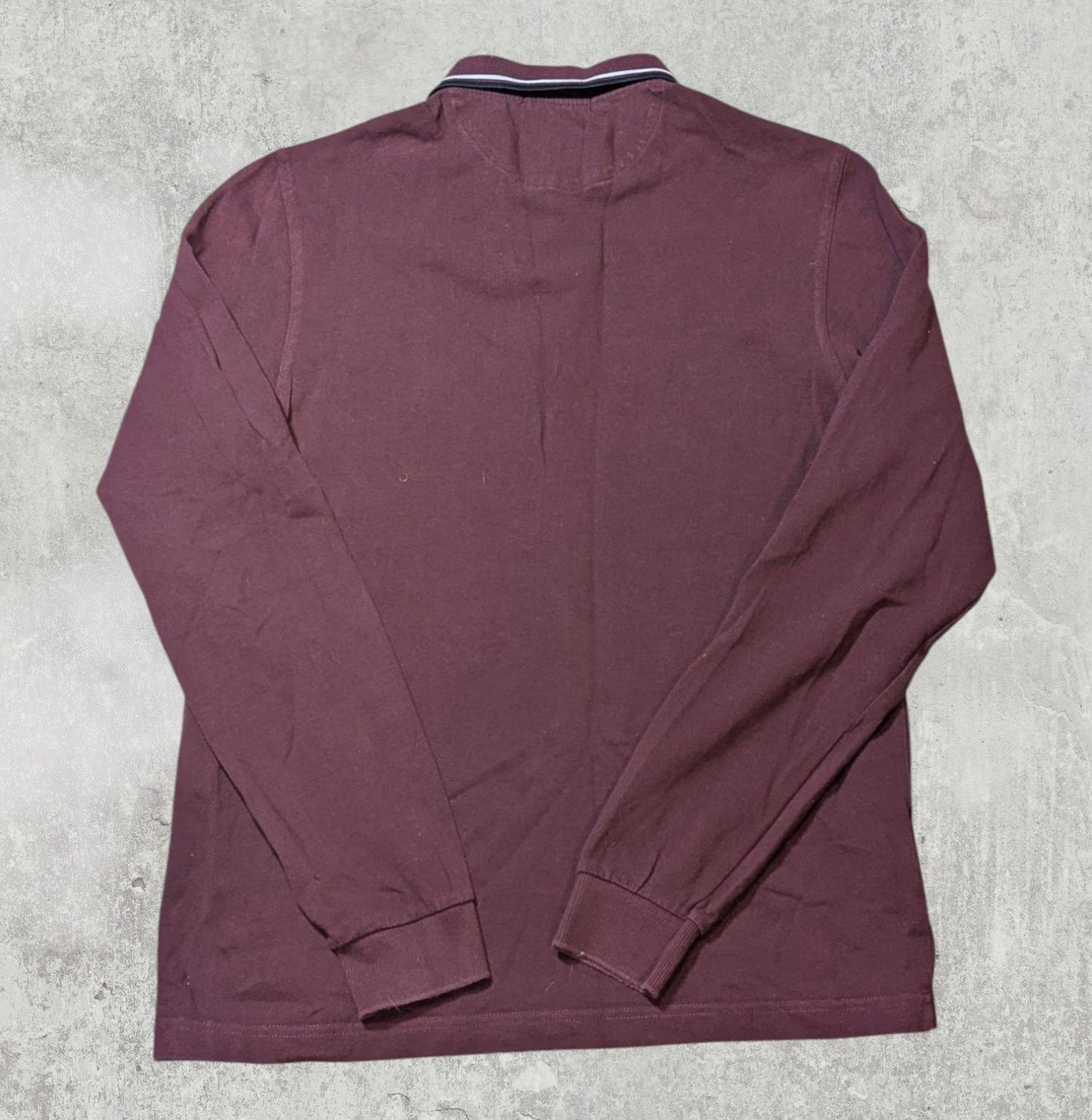 Fred Perry Men's Drakes Long Sleeve Polo T Shirt - Burgundy - Size Medium