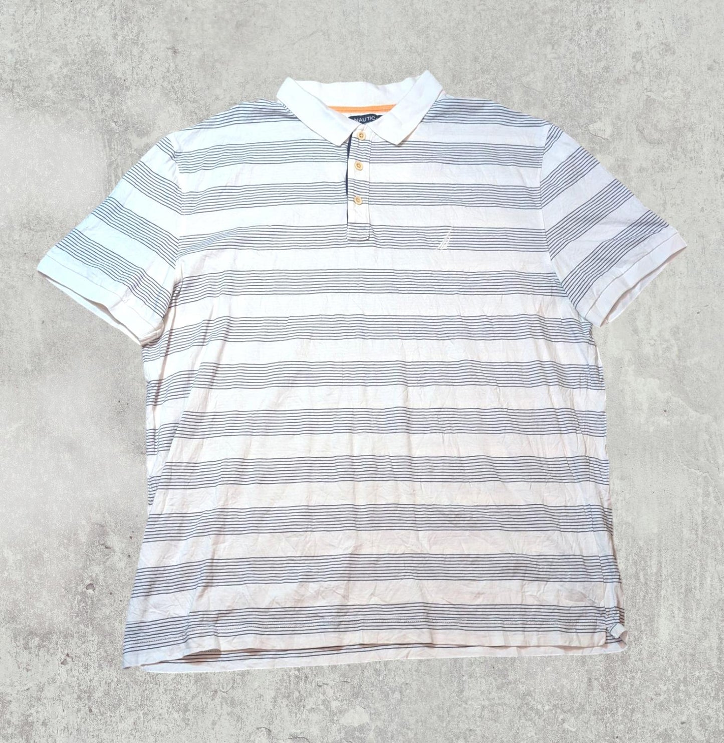 Nautica Men's Striped Polo T Shirt - White - Size XXL