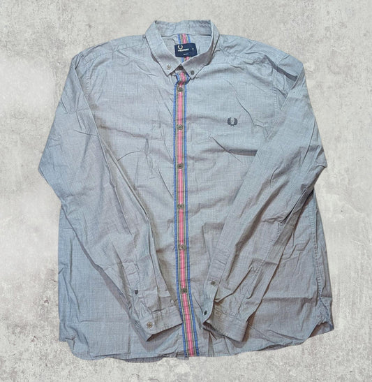 Fred Perry Men's Slim Fit Shirt - Grey - Size XL
