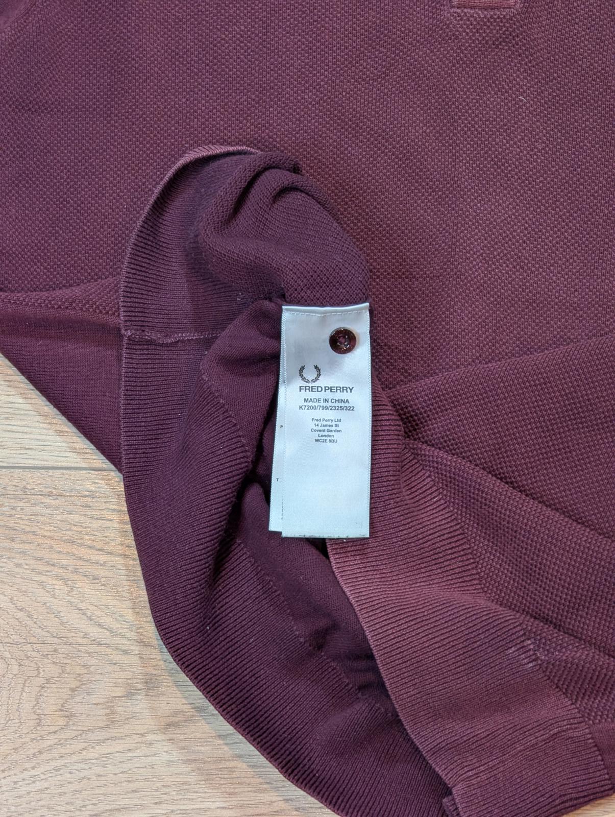 Fred Perry Men's Polo T Shirt - Burgundy - Size Medium