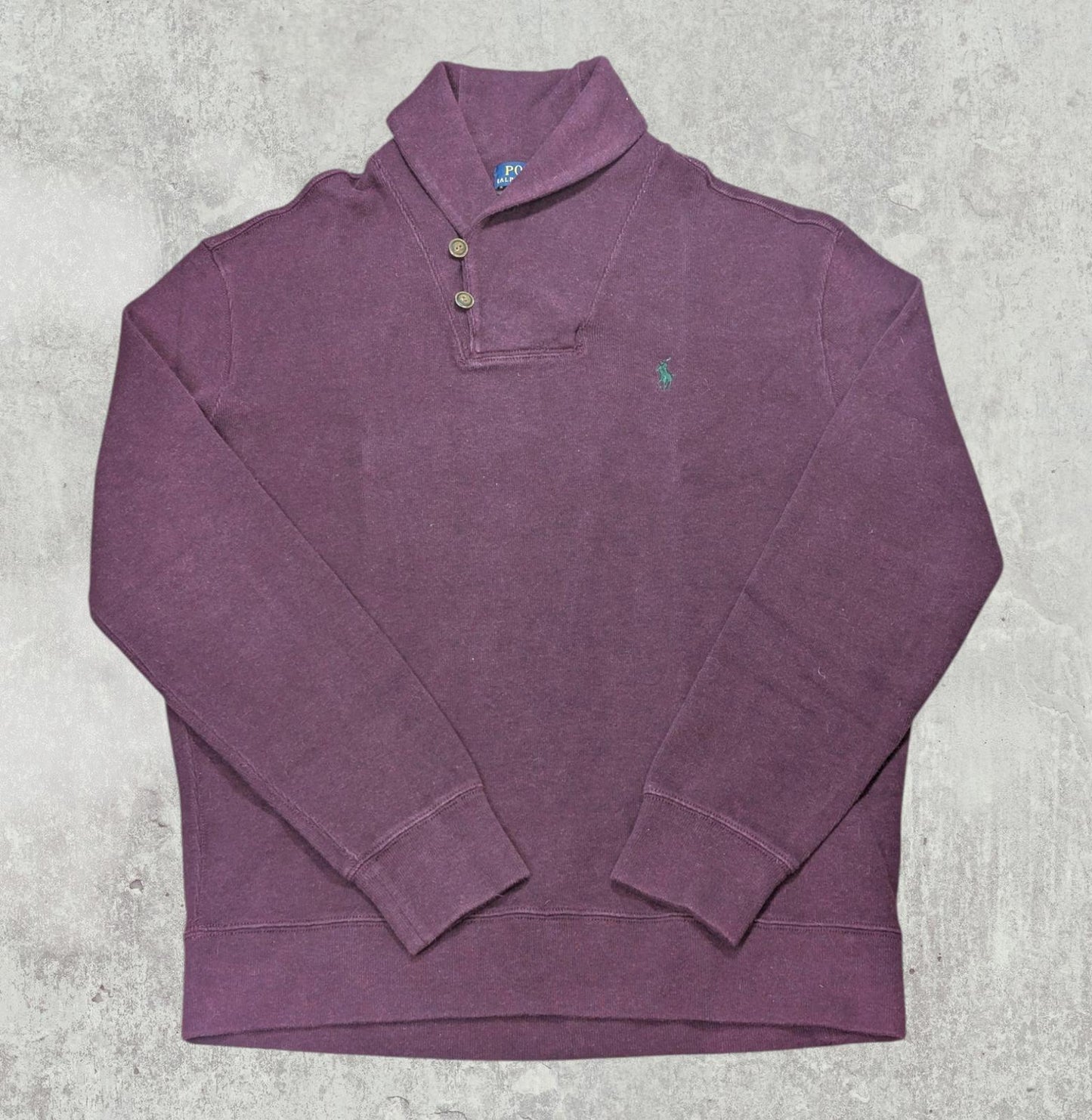 Ralph Lauren Men's Shawl Neck Jumper - Burgundy - Size Large