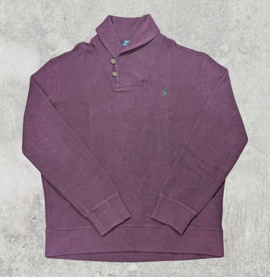 Ralph Lauren Men's Shawl Neck Jumper - Burgundy - Size Large