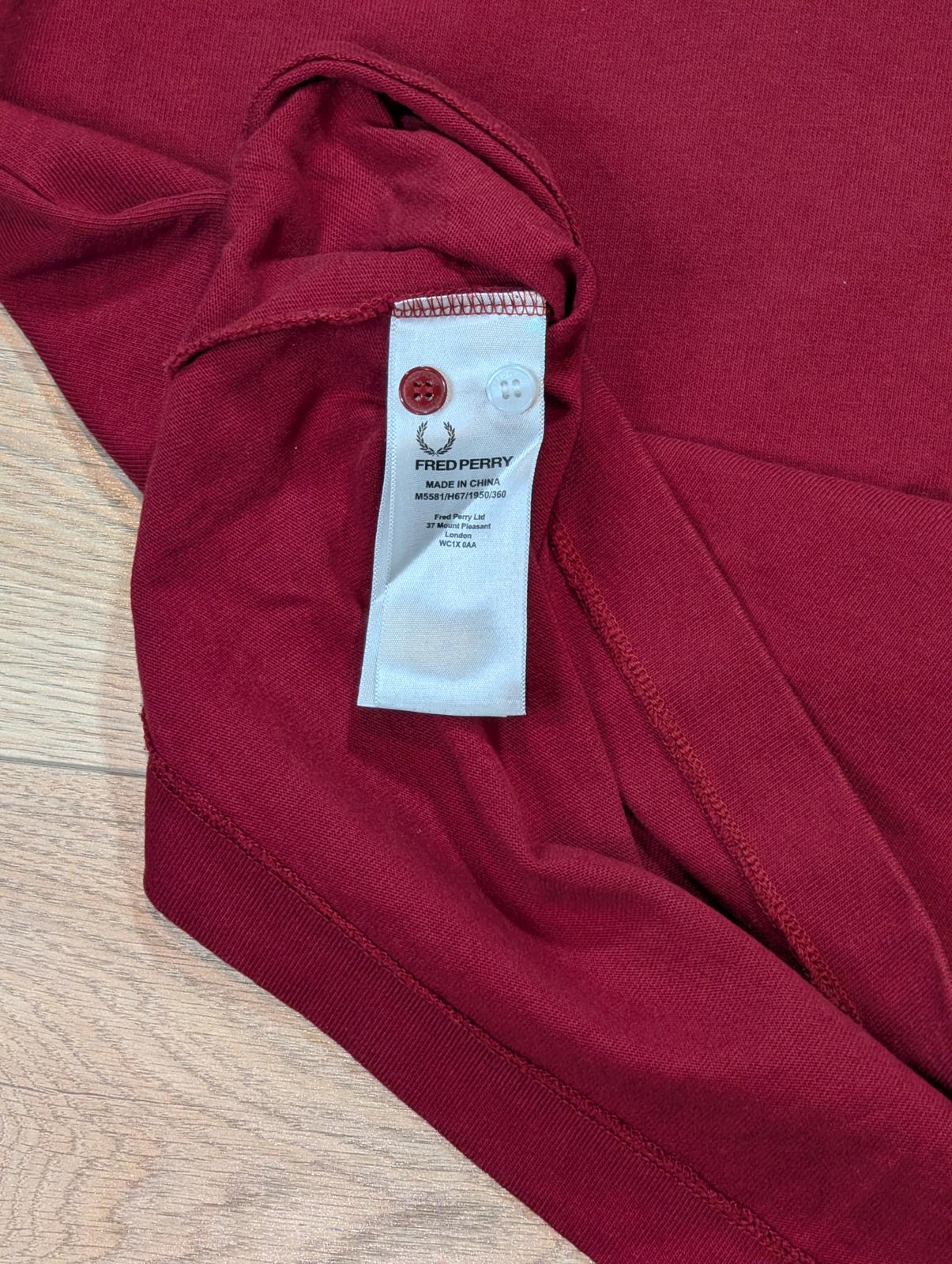 Fred Perry Men's Rugby Polo T Shirt - Red - Size Medium