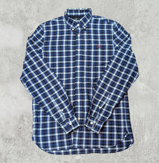 Fred Perry Men's Check Shirt - Blue - Size Small