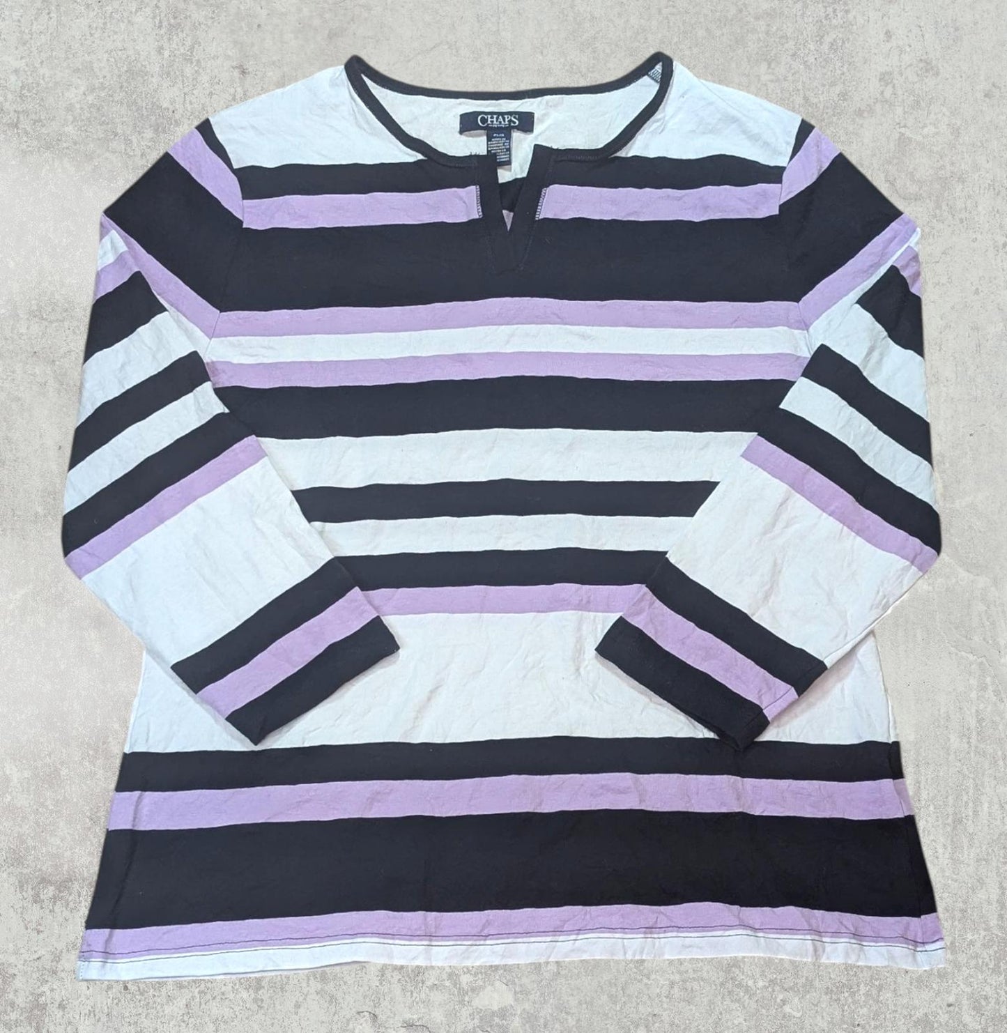 Chaps Women's Striped T Shirt - White - Size Large