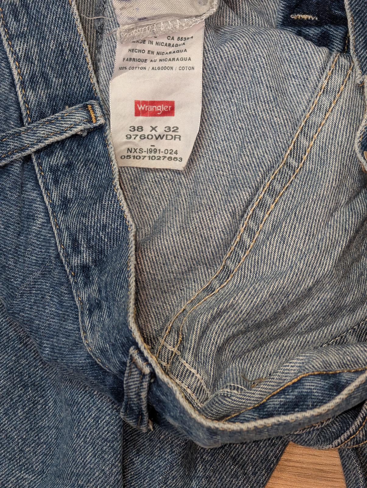 Wrangler Men's Straight Jeans - Blue - Size 38W 32L