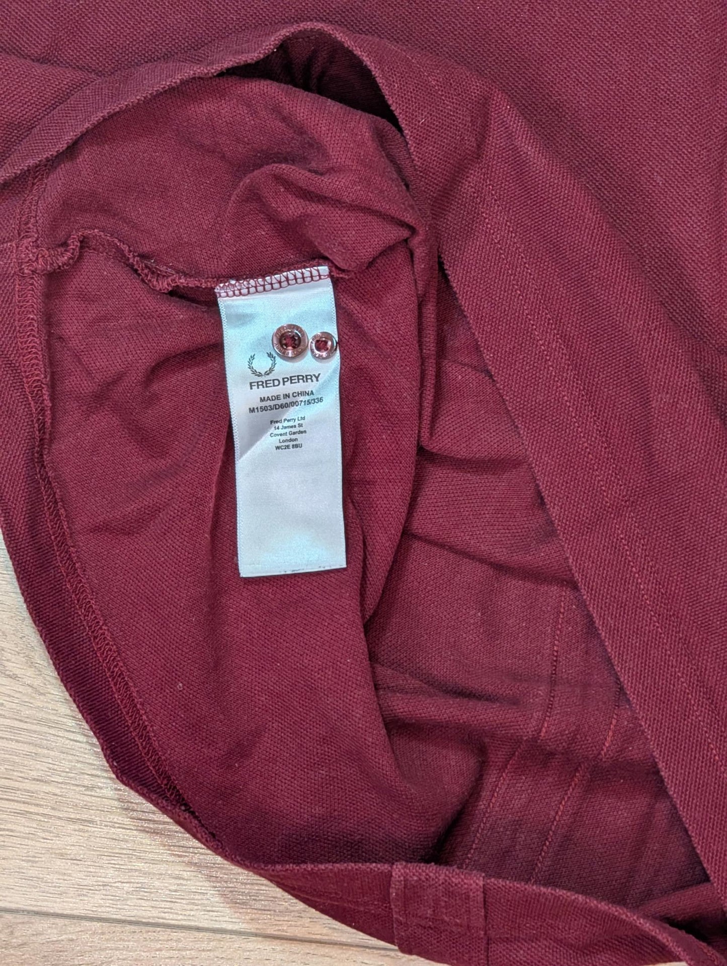 Fred Perry Men's Polo T Shirt - Burgundy - Size Large