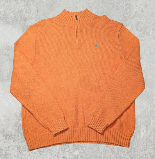 Ralph Lauren Men's 1/4 Zip Jumper - Orange - Size XL