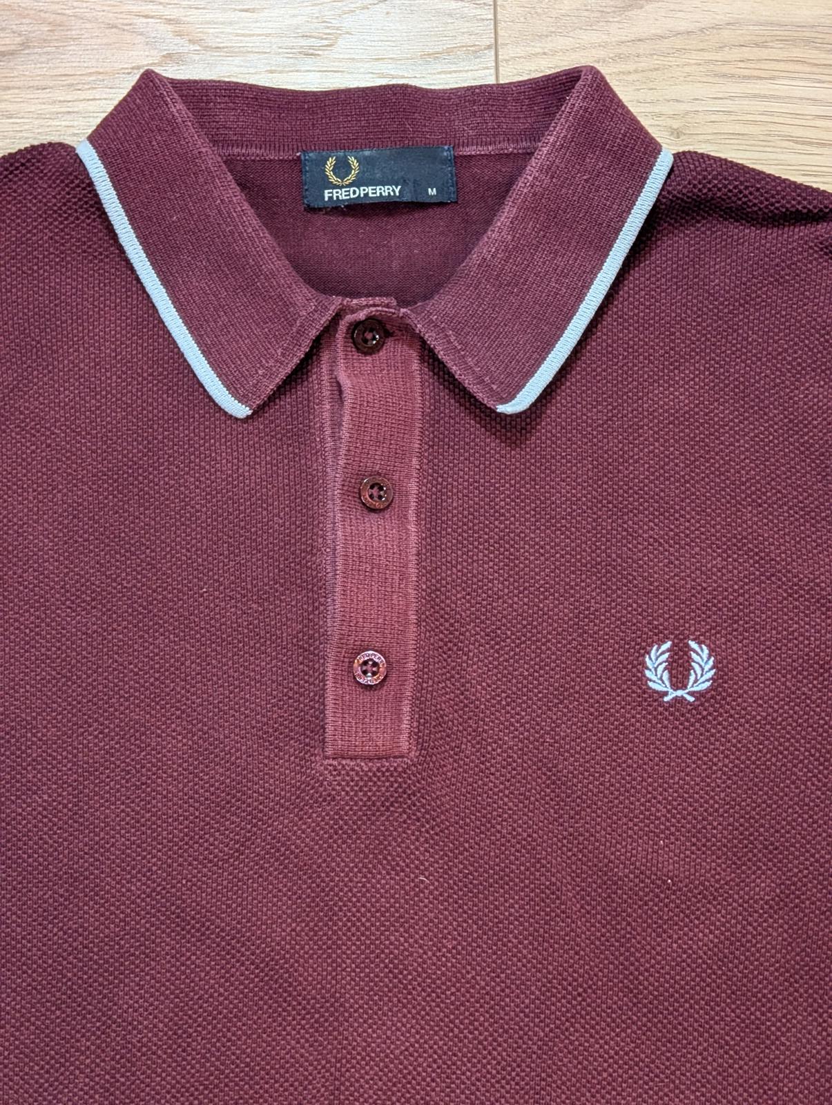 Fred Perry Men's Polo T Shirt - Burgundy - Size Medium
