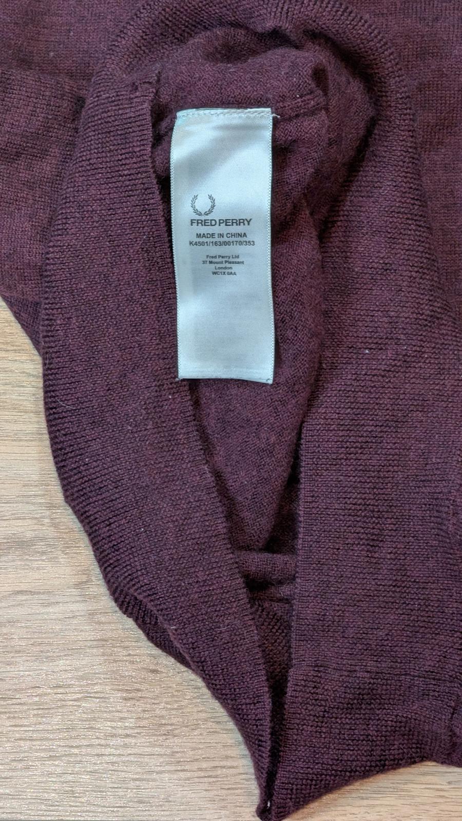 Fred Perry Men's Sweatshirt Jumper - Burgundy - Size Medium