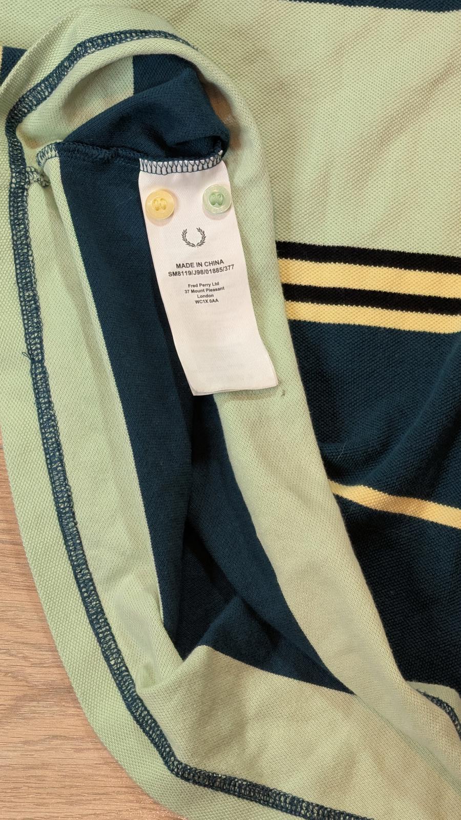 Fred Perry Men's Striped Polo T Shirt - Green - Size Medium