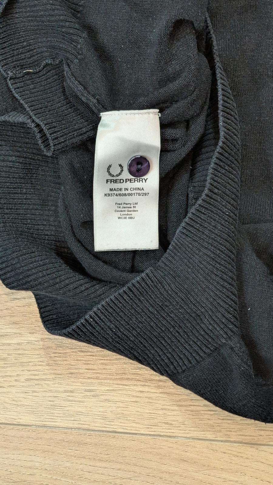 Fred Perry Men's Long Sleeved Polo T Shirt - Navy - Size Small