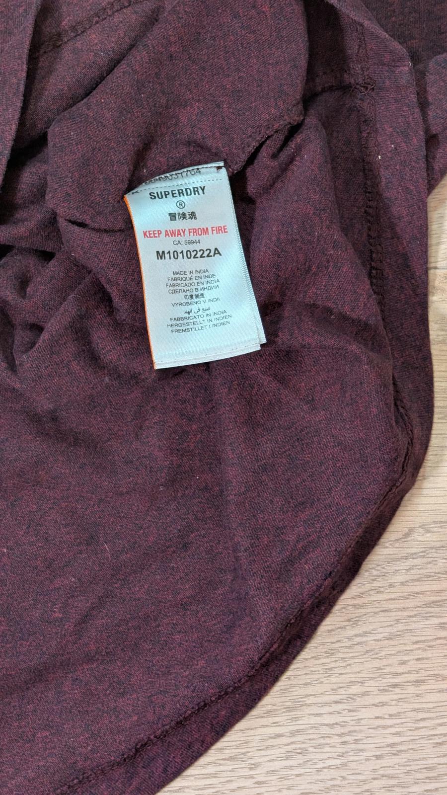 Superdry Men's T Shirt - Burgundy - Size Medium