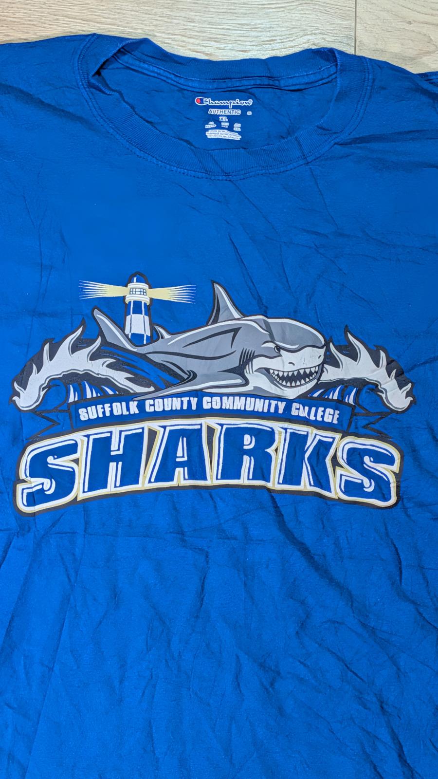 Champion Men's Sharks T Shirt - Blue - Size XL