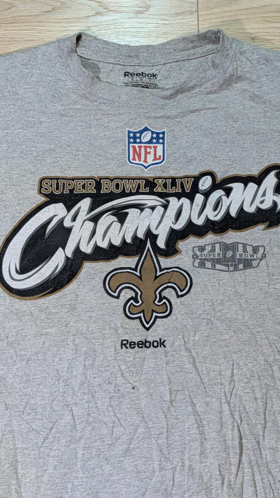 Reebok Men's Super Bowl T Shirt - Grey - Size Small