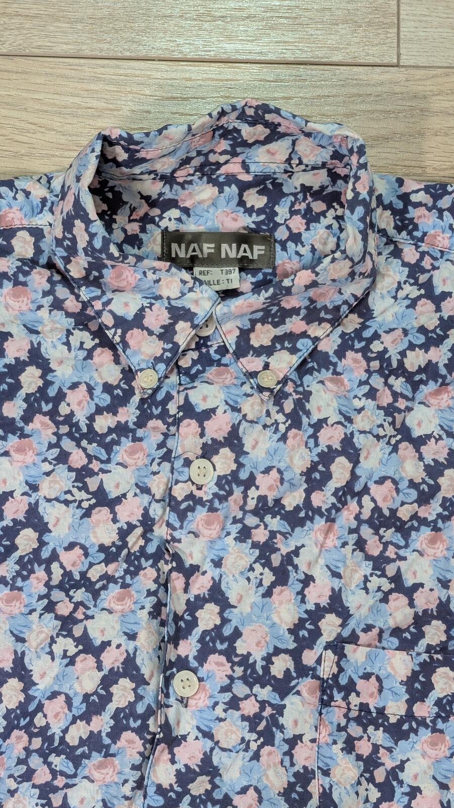 NAF NAF Men's Floral Shirt - Blue - Size Large