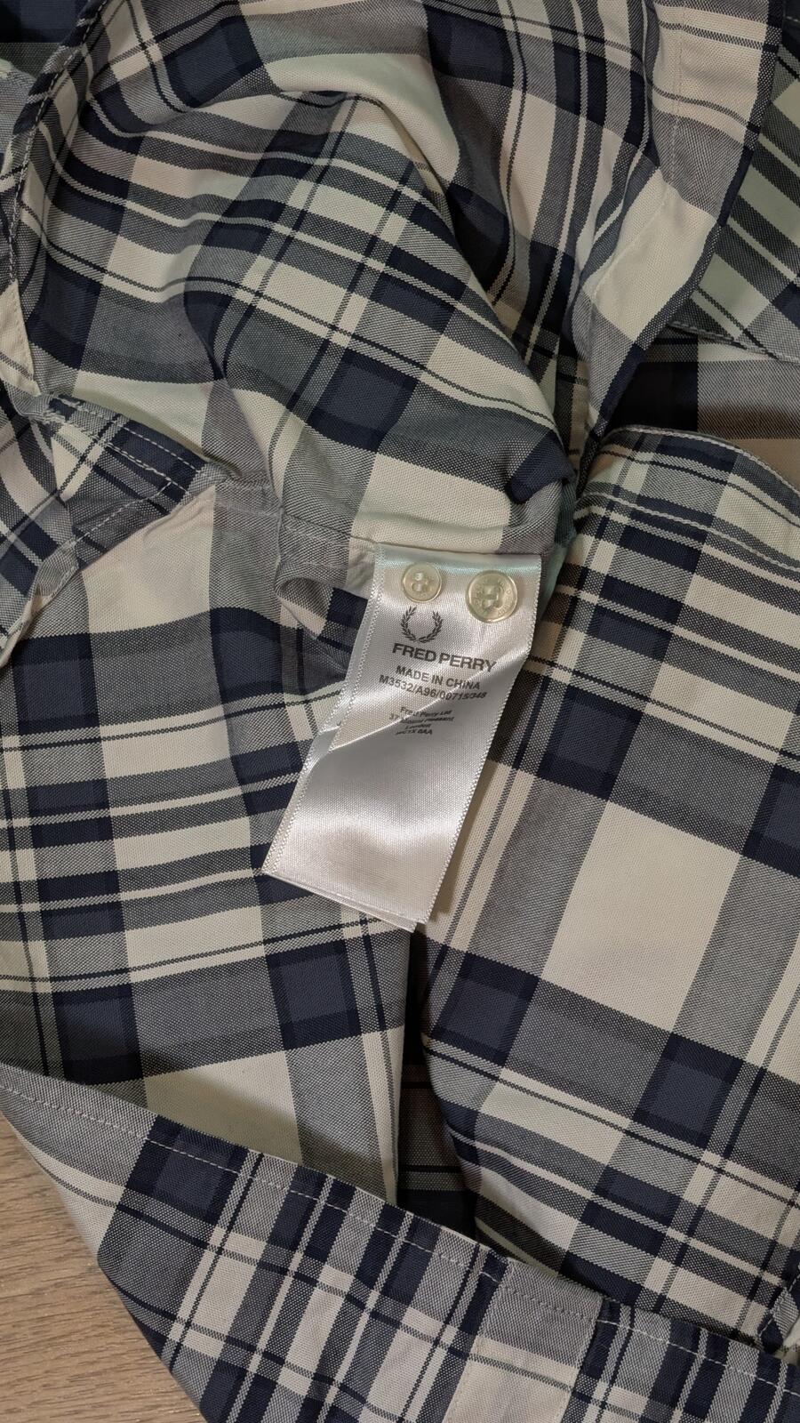 Fred Perry Men's Check Shirt - Navy - Size Medium