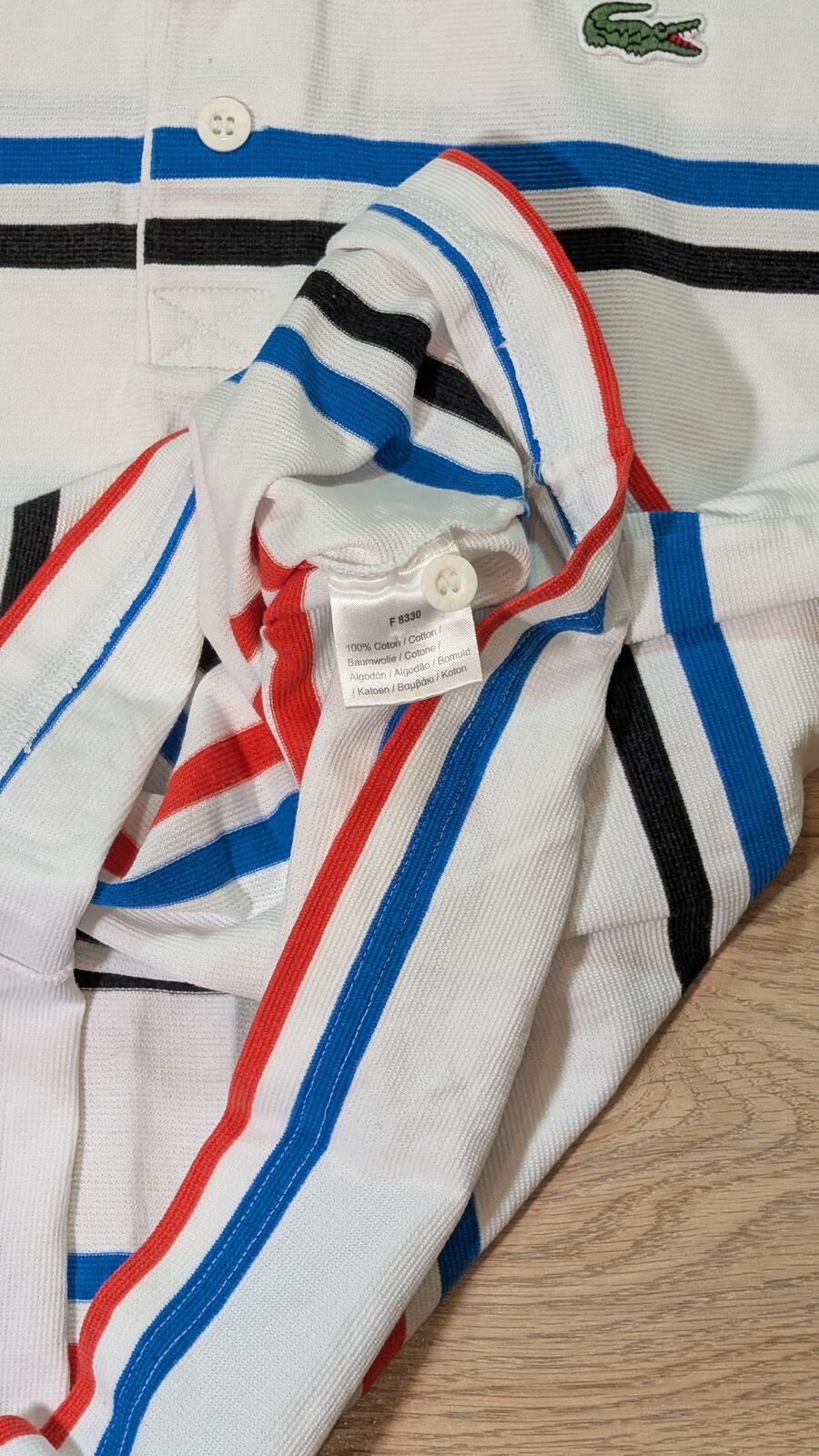 Lacoste Men's Striped Polo T Shirt - White - Size 4 / Medium