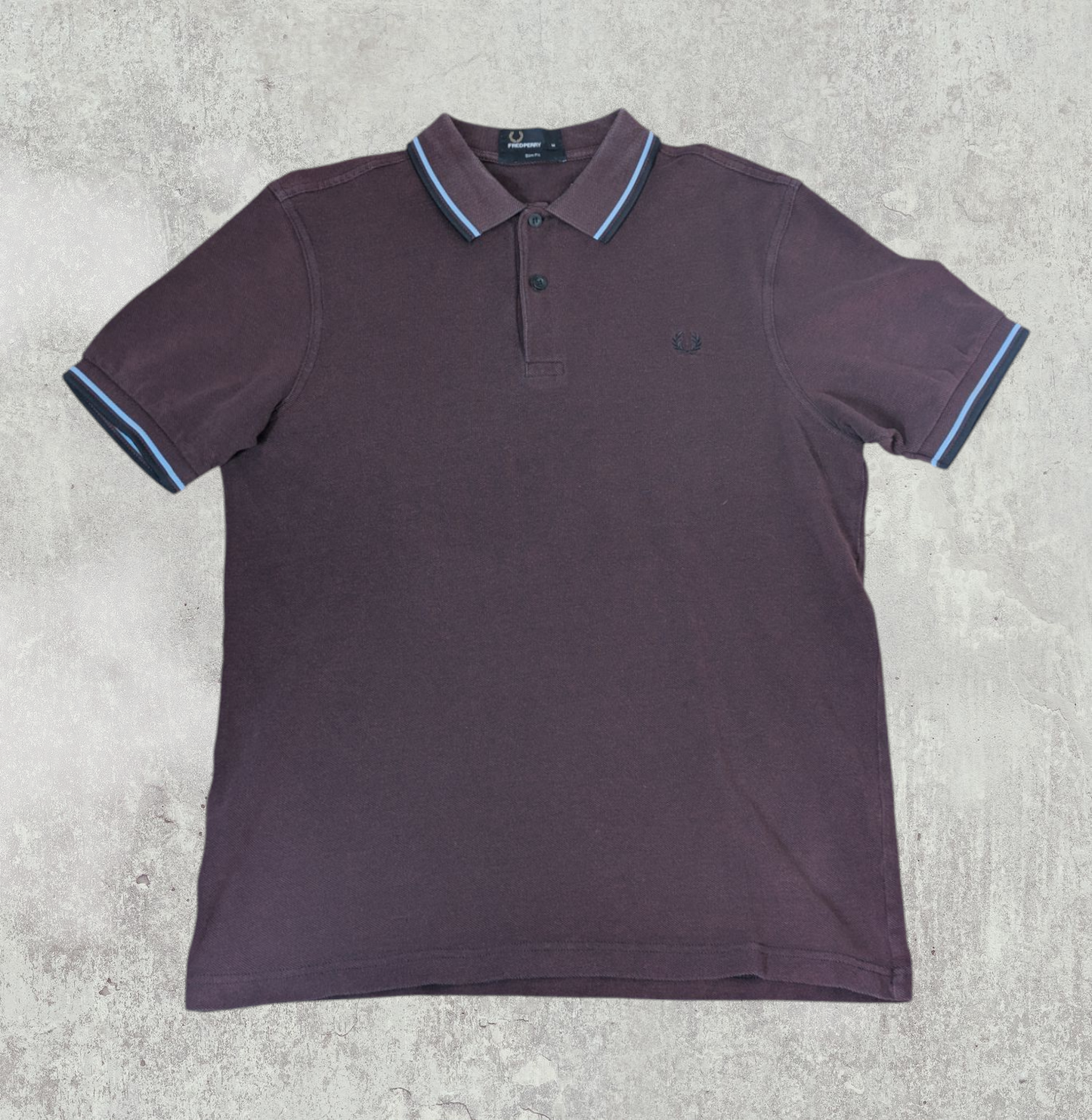 Fred Perry Mens Slim Fit Polo T Shirt - Burgundy - Size Medium